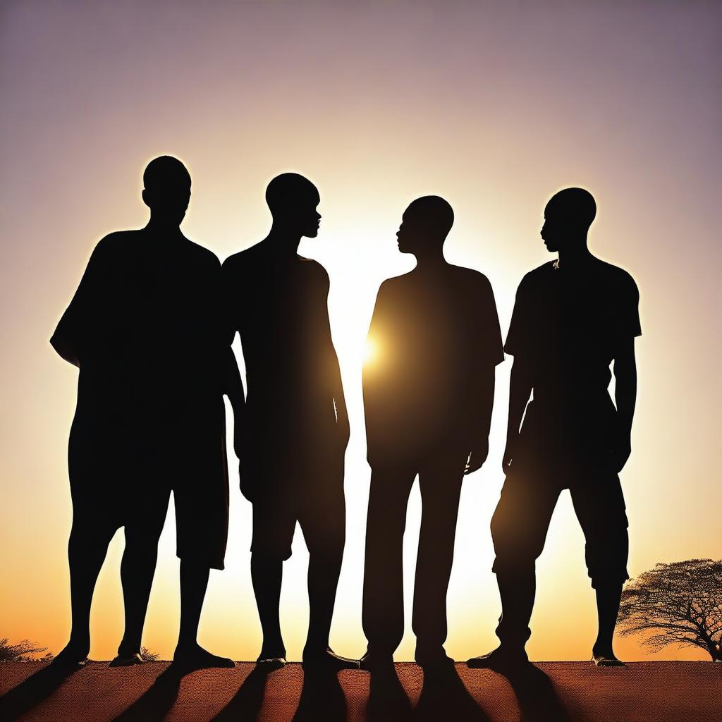 An image of the highest quality, showcasing the silhouette of African men