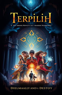A dramatic book cover for a fantasy novel titled 'Terpilih'