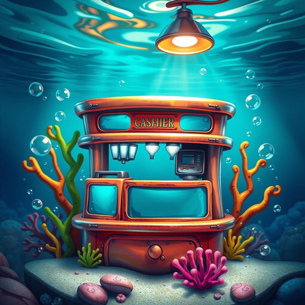 A vibrant and colorful underwater scene inspired by a cartoonish aesthetic