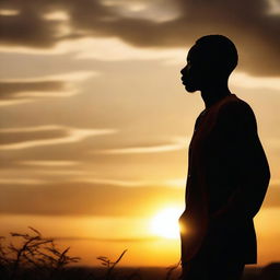 A high-quality image that captures the silhouette of a Zambian man