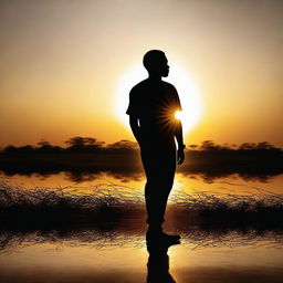 A high-quality image that captures the silhouette of a Zambian man