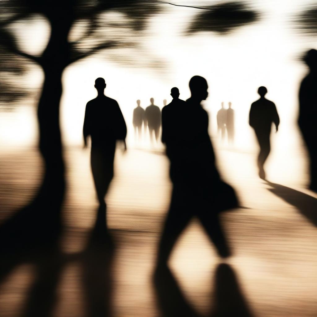 A high-quality image featuring blurry silhouettes of African men