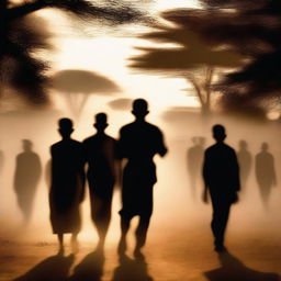 A high-quality image featuring blurry silhouettes of African men