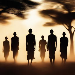 A high-quality image featuring blurry silhouettes of African men