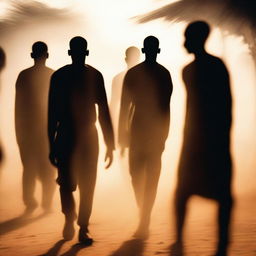 A high-quality image featuring blurry silhouettes of African men