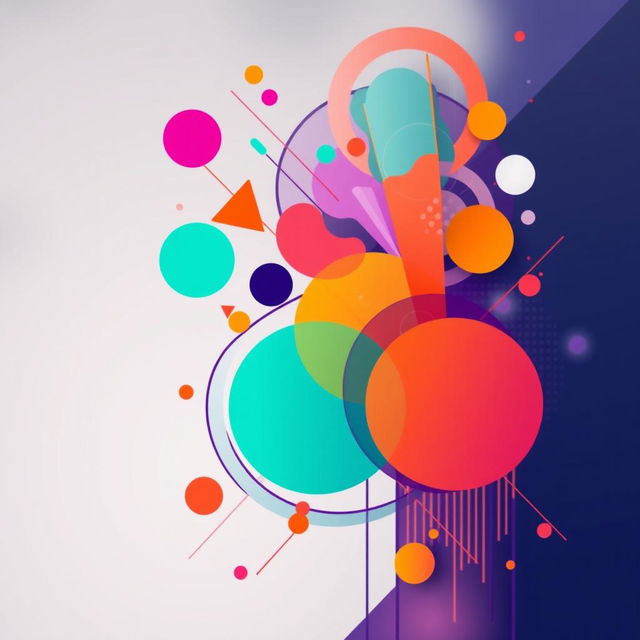 A vibrant and eye-catching 2D profile photo featuring an abstract geometric design, full of bold colors like teal, orange, and purple