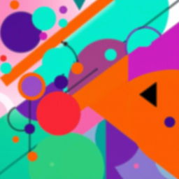 A vibrant and eye-catching 2D profile photo featuring an abstract geometric design, full of bold colors like teal, orange, and purple