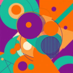 A vibrant and eye-catching 2D profile photo featuring an abstract geometric design, full of bold colors like teal, orange, and purple