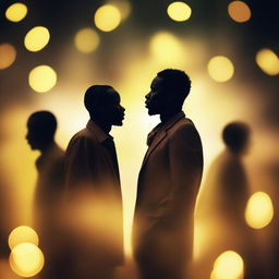 A high-quality image showcasing bokeh silhouettes of African men