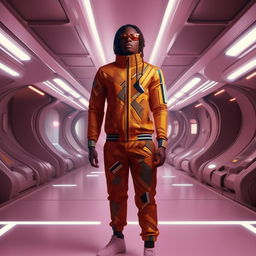 male in futuristic African track suit