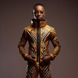 male in futuristic African track suit