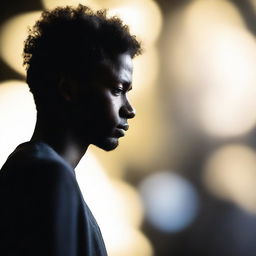 A high-quality image depicting a blurred bokeh of a black man's silhouette