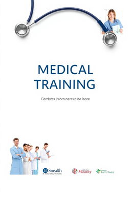 A professionally designed cover page for a medical training program, featuring a sleek and modern design