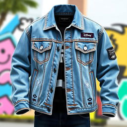 A stylish boys' denim jacket designed with a trendy, modern flair