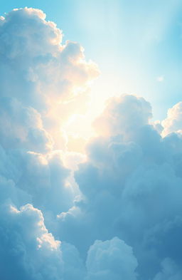 A breathtaking digital painting of a beautiful sky revealed through fluffy blue clouds