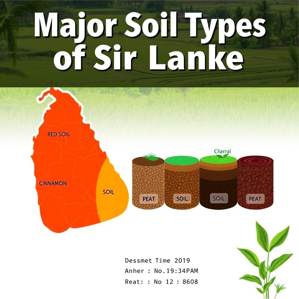 A visually engaging assignment cover page illustrating the major soil types of Sri Lanka