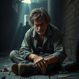 A powerful depiction of a person in distress, showcasing emotional pain and vulnerability