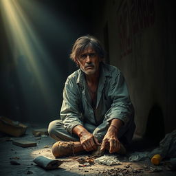 A powerful depiction of a person in distress, showcasing emotional pain and vulnerability