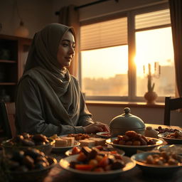 An inspiring image of a Muslim individual observing fast during Ramadan