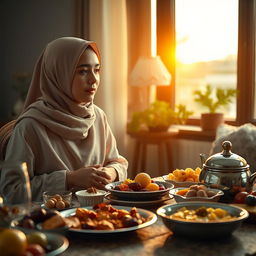 An inspiring image of a Muslim individual observing fast during Ramadan