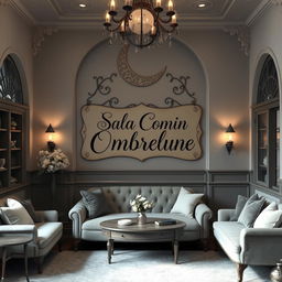 An enchanting common room for 'Ombrelune' at Beauxbatons, designed with a serene and elegant ambiance