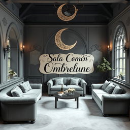 An enchanting common room for 'Ombrelune' at Beauxbatons, designed with a serene and elegant ambiance
