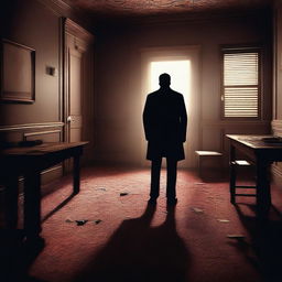 A digital art image depicting a suspense-filled murder mystery scene