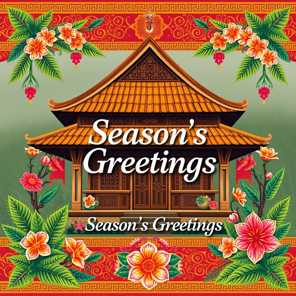 A festive season's greeting card design inspired by traditional Javanese culture