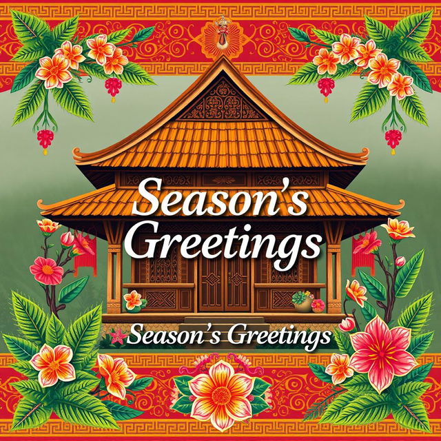 A festive season's greeting card design inspired by traditional Javanese culture