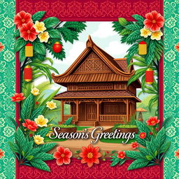 A festive season's greeting card design inspired by traditional Javanese culture