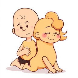 A charming cartoon-style illustration featuring two anthropomorphic peanut characters inspired by the Peanuts comic (Charlie Brown)