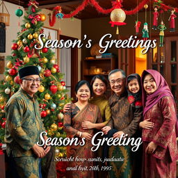 A joyful Christmas scene inspired by Javanese culture, showcasing a family gathered together to celebrate the holiday season