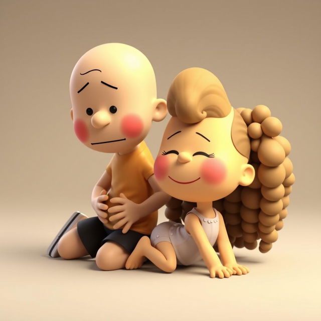 A whimsical 3D cartoon-style illustration featuring two anthropomorphic peanut characters inspired by the Peanuts comic (Charlie Brown)