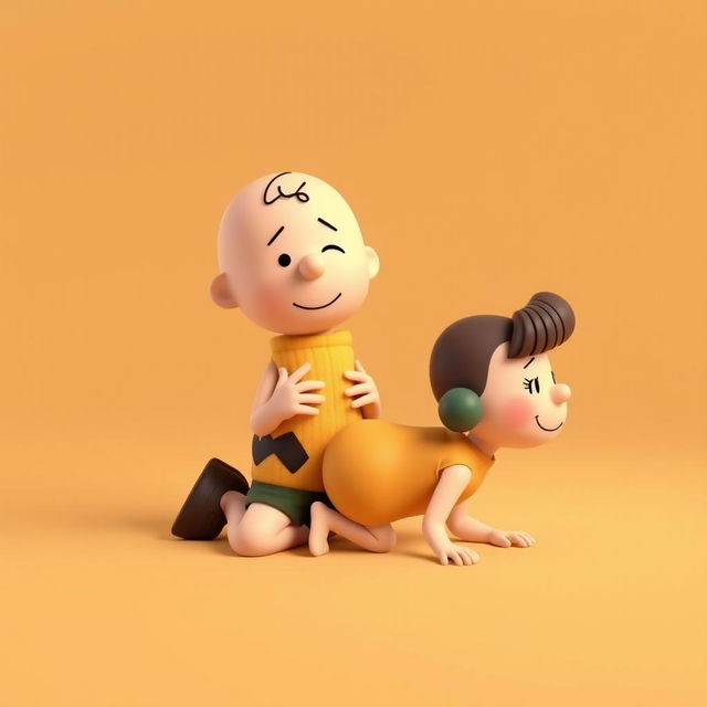 A playful 3D cartoon-style illustration featuring two anthropomorphic peanut characters inspired by the Peanuts comic (Charlie Brown)