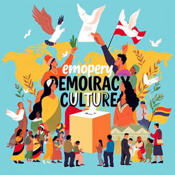 A vibrant and engaging poster celebrating the theme of democracy culture