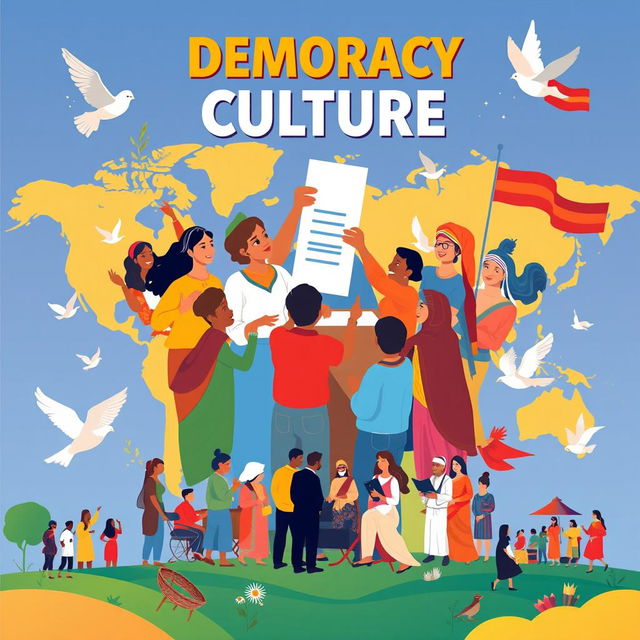 A vibrant and engaging poster celebrating the theme of democracy culture