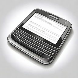 A black and white pencil sketch of a Blackberry phone, showcasing a high level of detail and realism