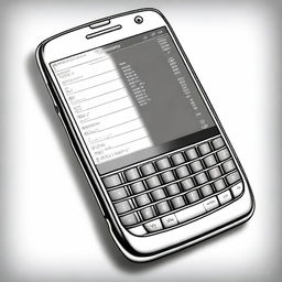 A black and white pencil sketch of a Blackberry phone, showcasing a high level of detail and realism