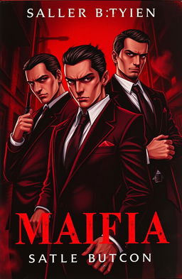 A captivating book cover featuring three individuals in a mafia-themed setting