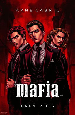 A captivating book cover featuring three individuals in a mafia-themed setting