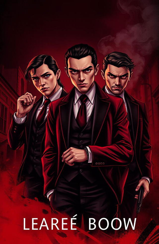 A captivating book cover featuring three individuals in a mafia-themed setting