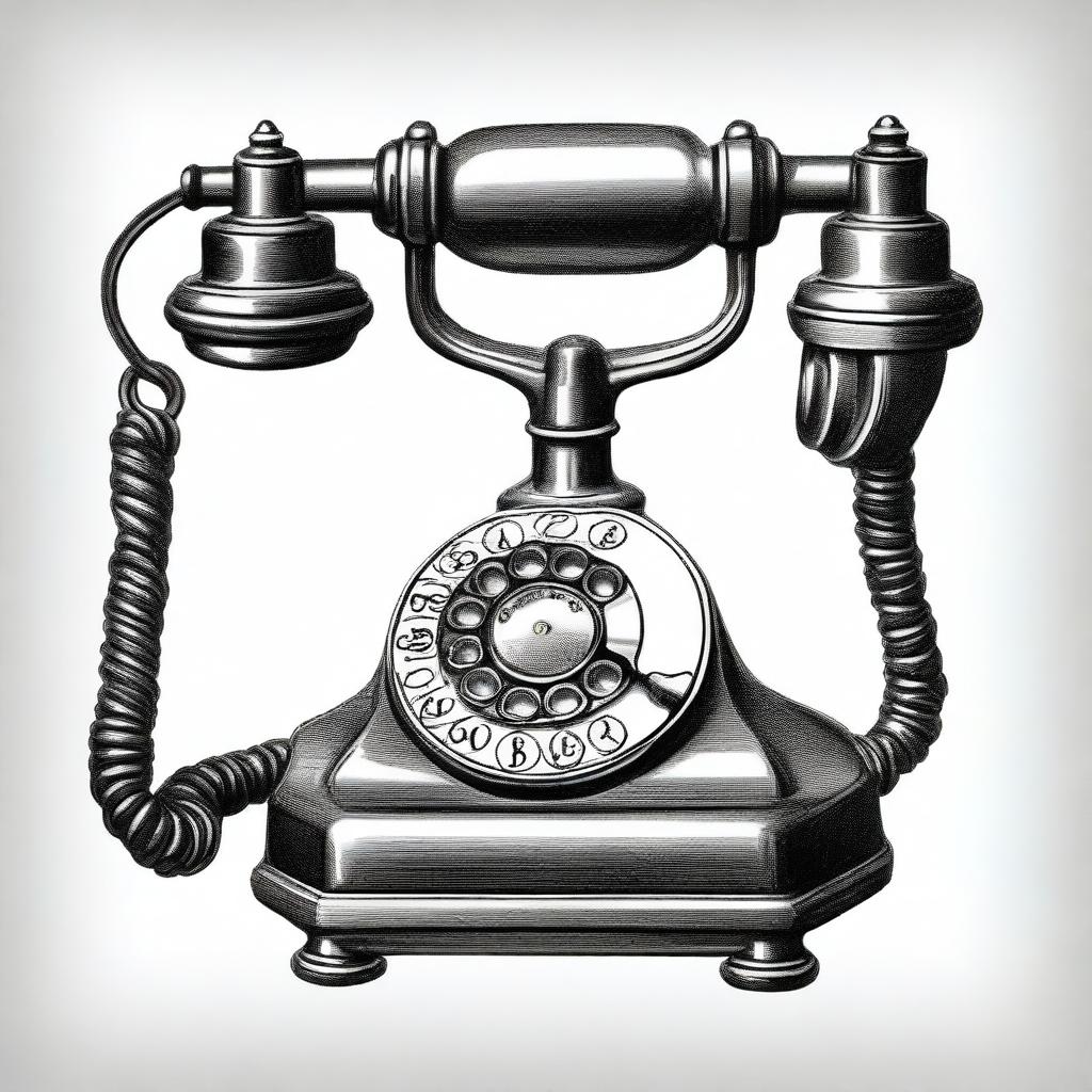 A black and white pencil sketch of a vintage wall-mounted telephone