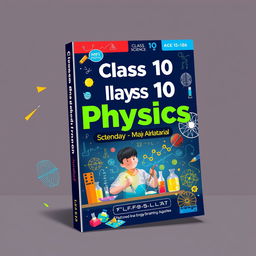 A dynamic and visually appealing book cover design for a Class 10 Science study material book, specifically for Physics