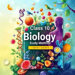 A captivating book cover design for a Class 10 Science study material book focused on Biology