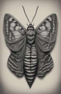 A Wes Anderson-inspired charcoal drawing of a moth