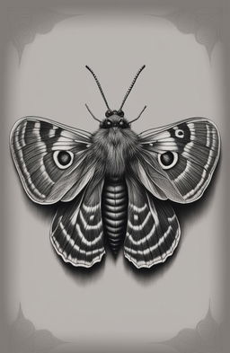 A Wes Anderson-inspired charcoal drawing of a moth