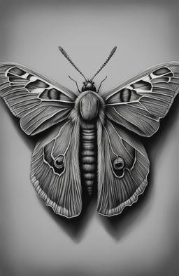 A Wes Anderson-inspired charcoal drawing of a moth