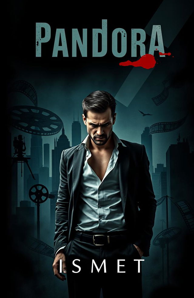 A dramatic book cover design for a novel titled 'Pandora' by Ismet