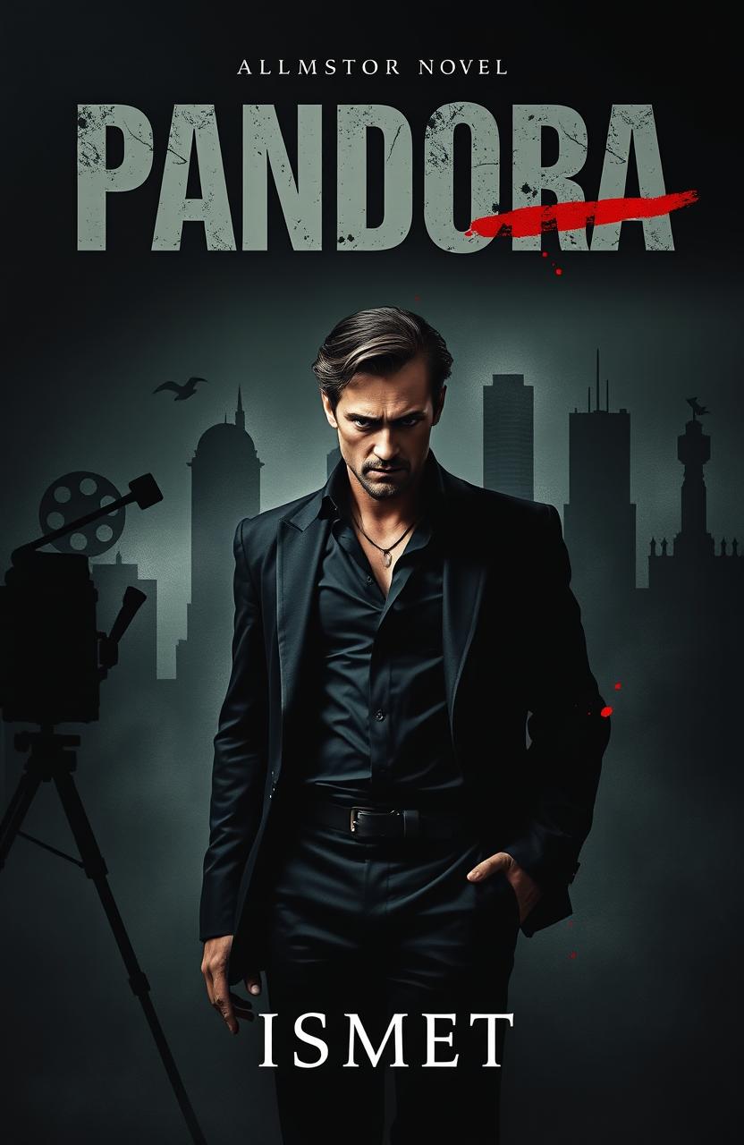 A dramatic book cover design for a novel titled 'Pandora' by Ismet