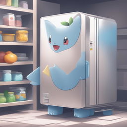 A digital art illustration of a new Pokemon inspired by a refrigerator